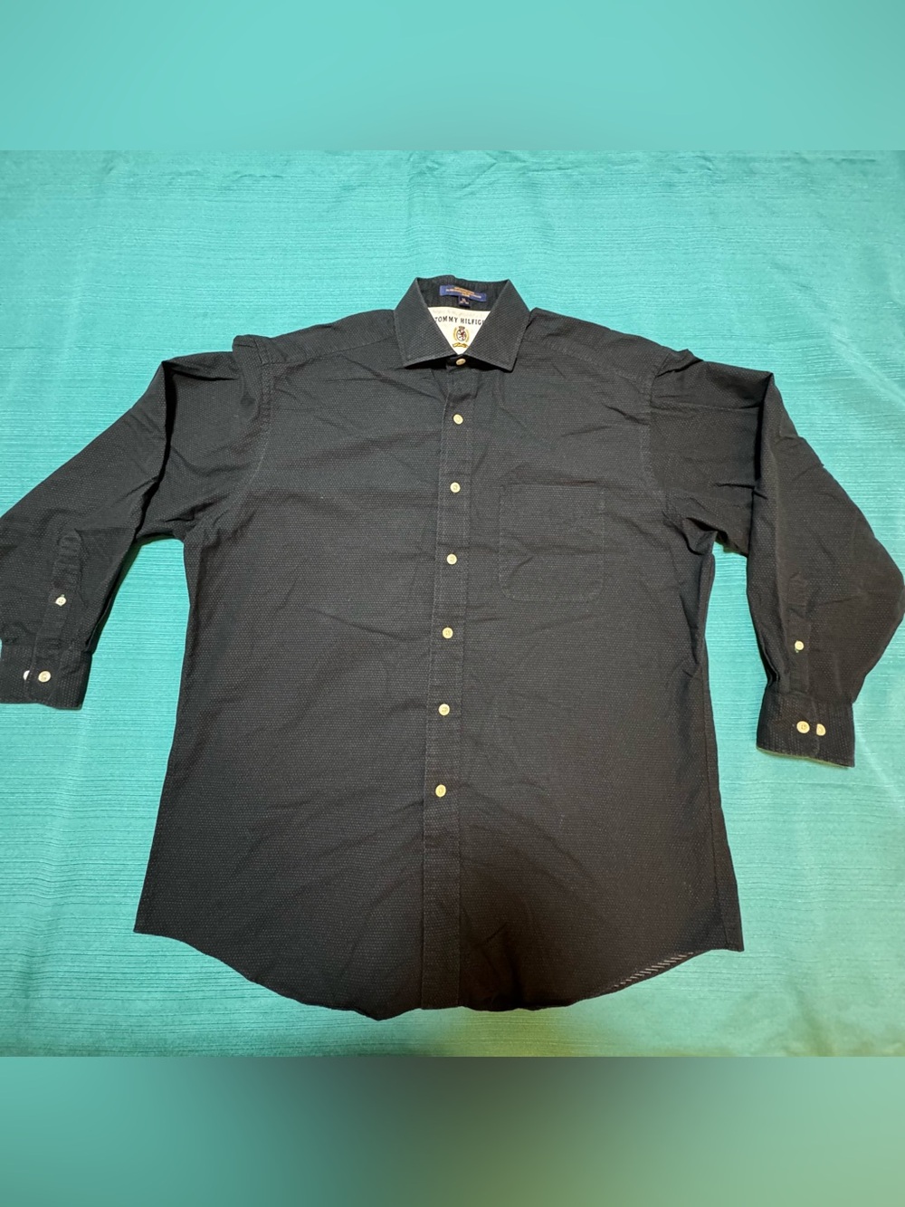 Tommy Hilfiger Men's Black Button-Down Dress Shirt